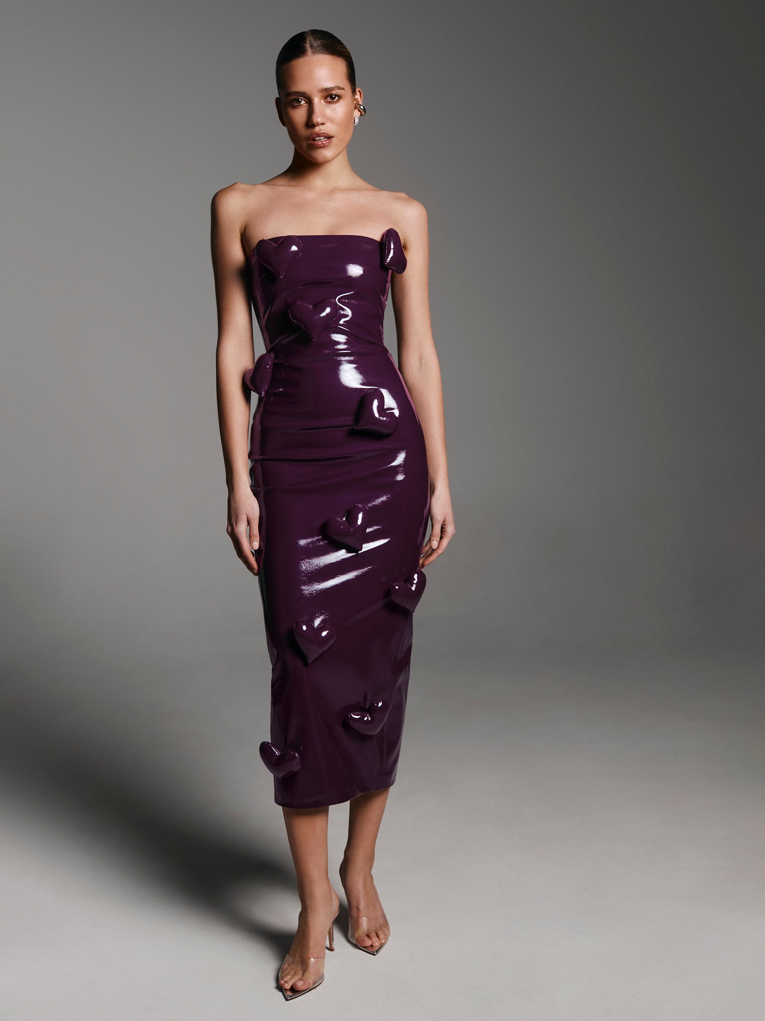 green emerald velvet dress Love Killa Dress in Plum Patent Purple / XL / Vegan Leather