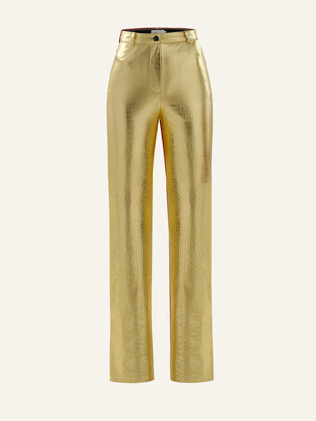 Killa pants in Gold Croc