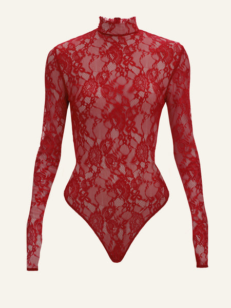 Allure bodysuit in Red Lace