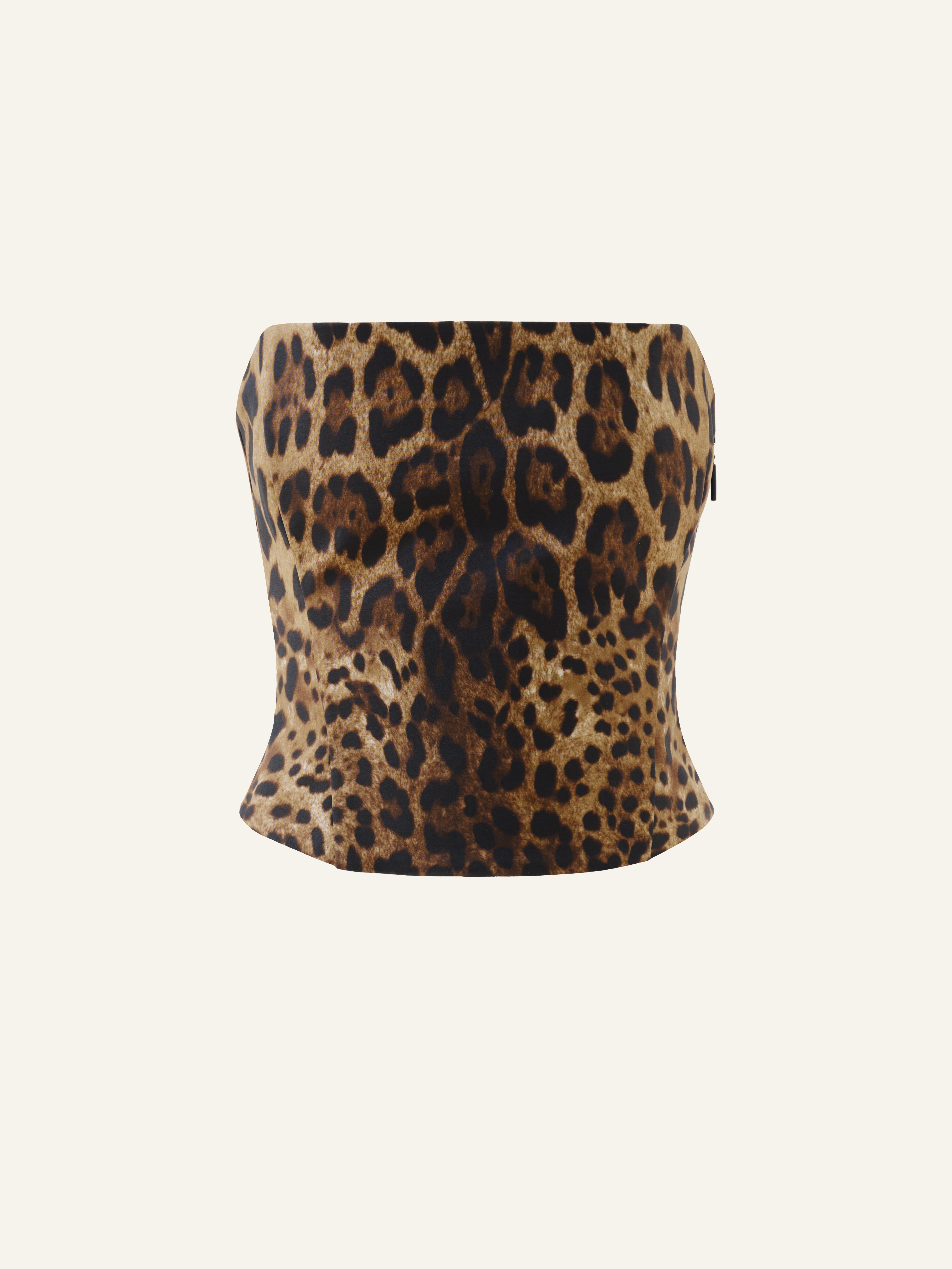 Laneus knit animal print bandeau top high quality