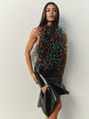 Kaia top in Disco Feathers