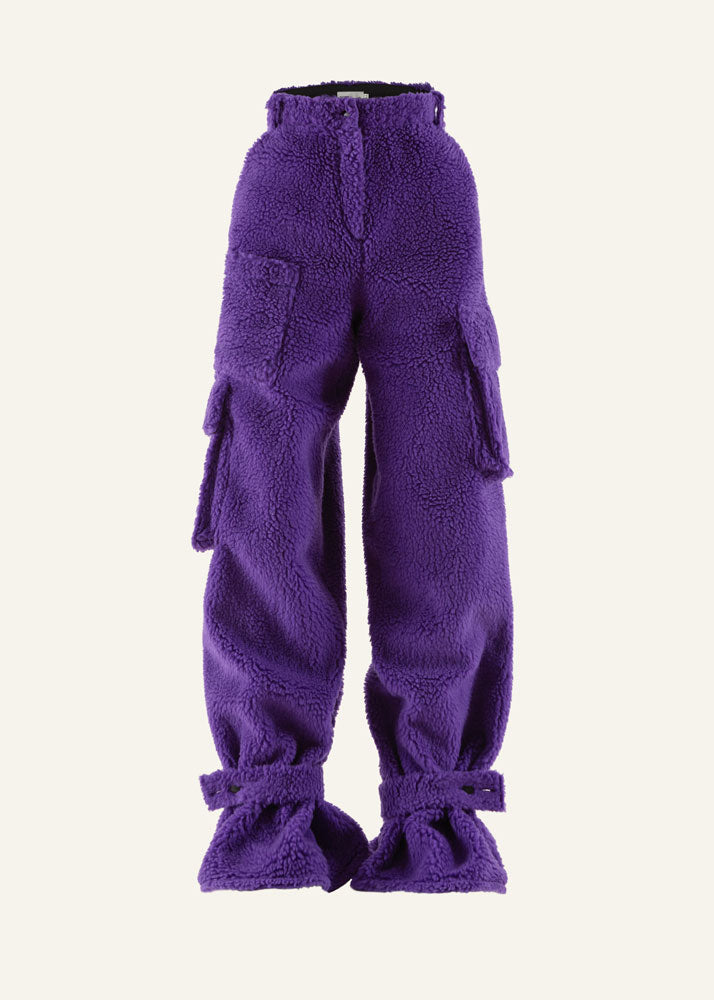 Product photo of purple polar fleece cargo pants