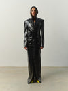 Her coat in Jumbo Croc