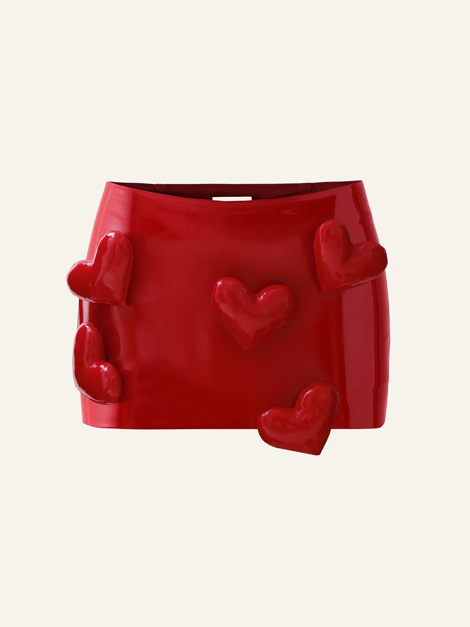 Red leather skort with hearts