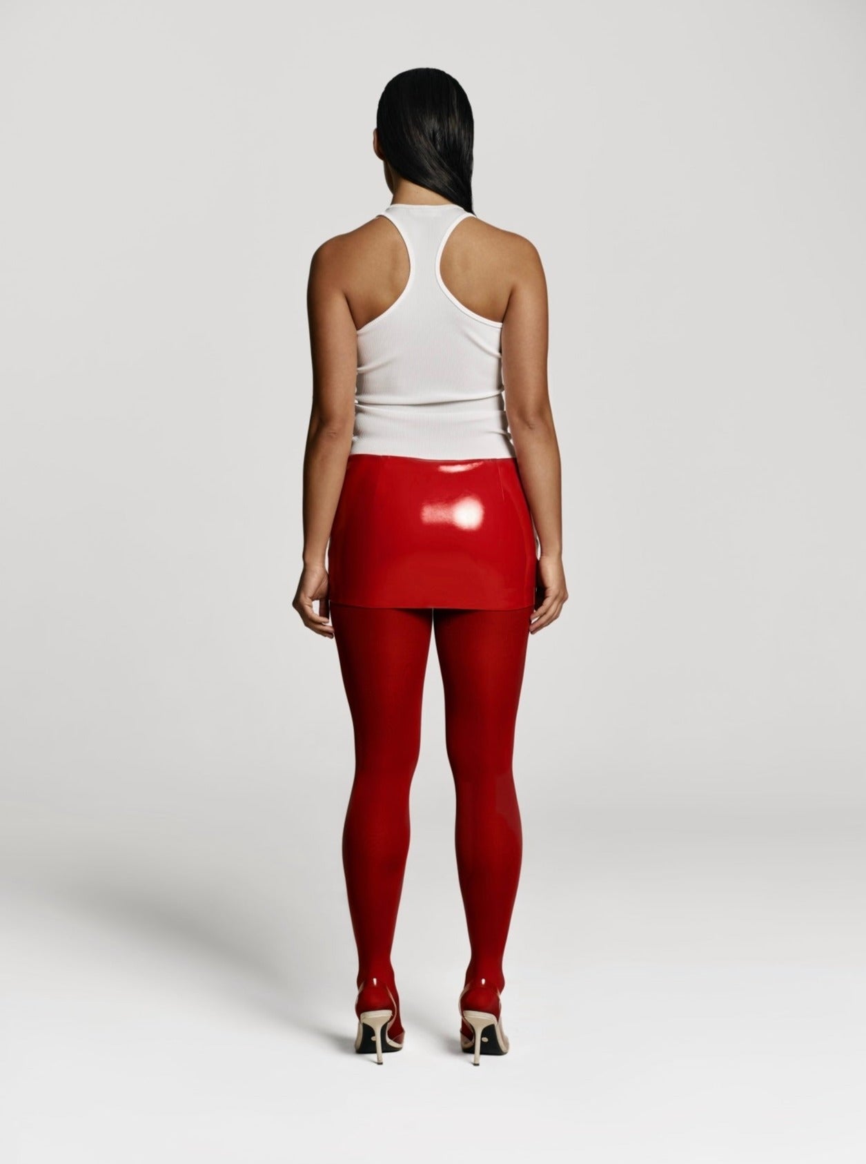 CULTNAKED Bundle Mini Mini Skort in Red Patent Base Top in Milk