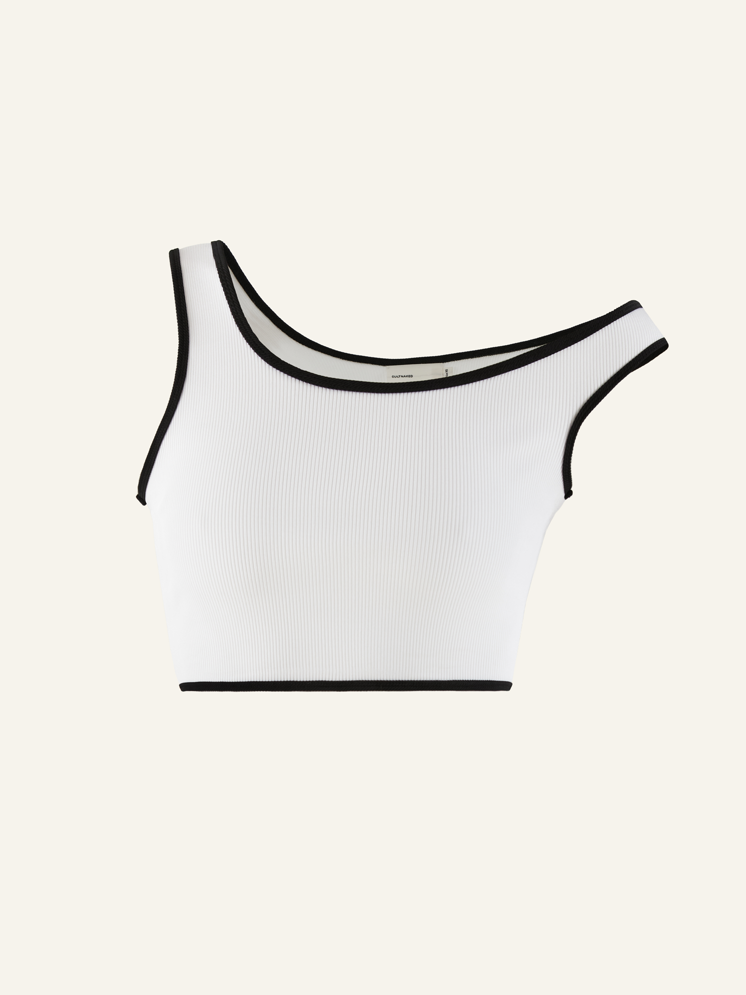 Product photo of a white viscose crop top