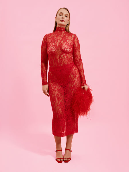 Allure skirt in Red Lace