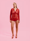 Good Girl jumpsuit in Red Lace