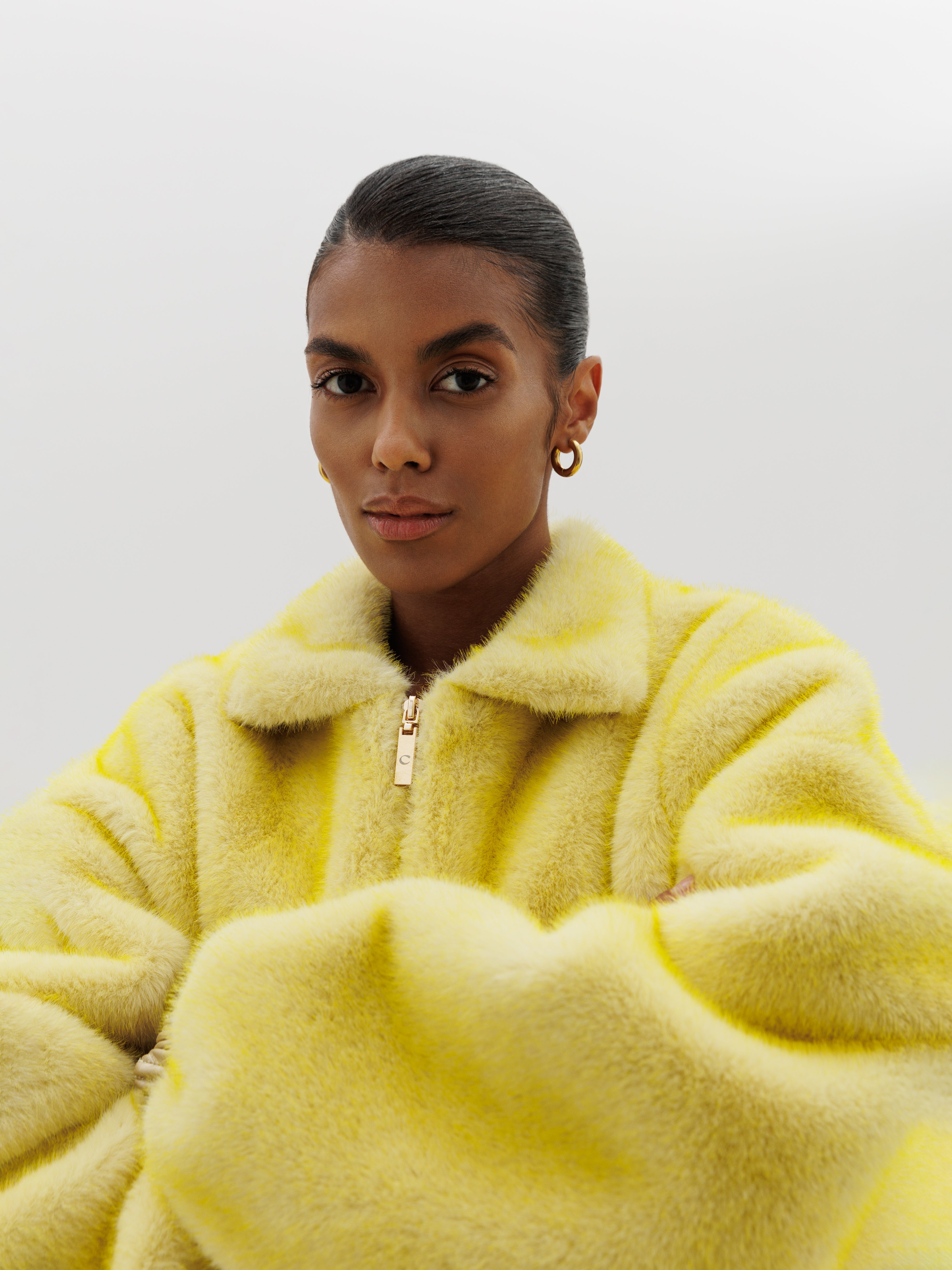 Winter Coat Tibi Orange Faux Fur Coat New Elegant Long Winter Faux