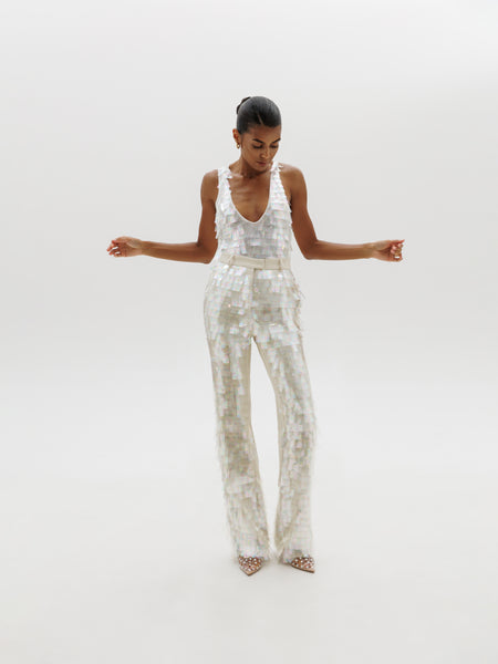 Power pants in Sequined White