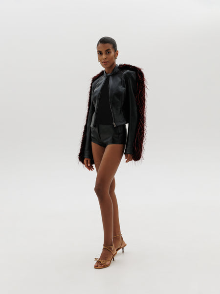 Motorsport Jacket in Fiery Fur and Genuine Leather