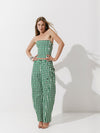 Barrel pants in Gingham Green