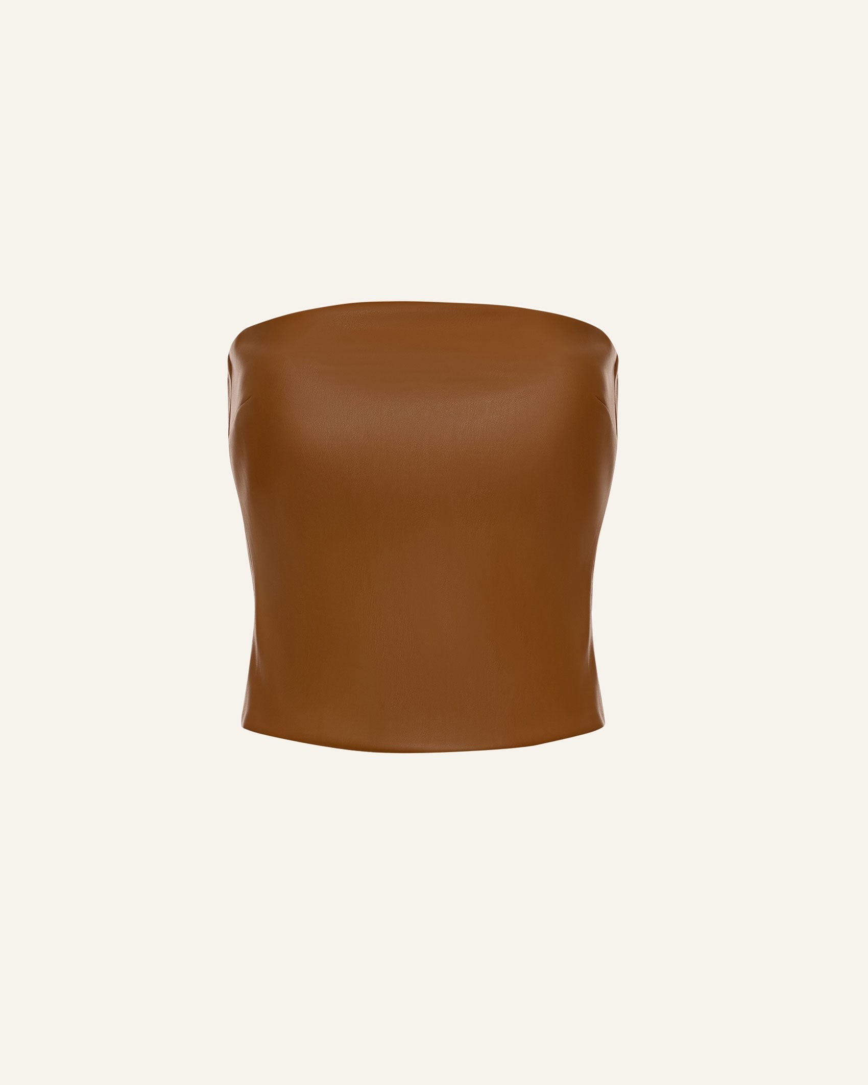 Product photo of a brown vegan leather tube top