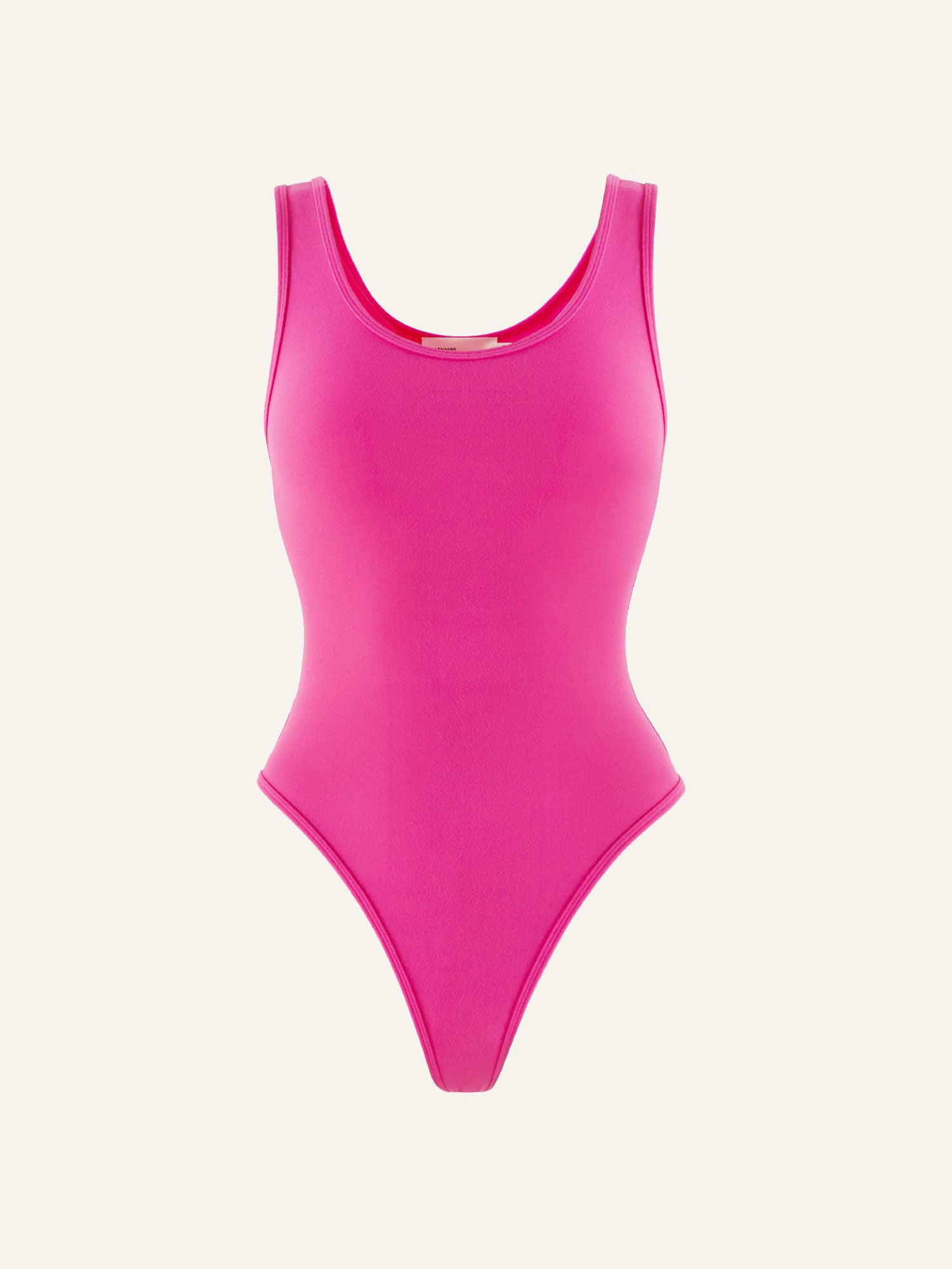 Product photo of a pink sleeveless bodysuit